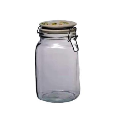 Imagem de Pote De Vidro Tampa Hemética Em Cerâmica 1500 Ml Casambiente