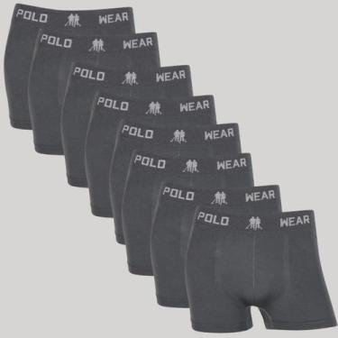 Imagem de Kit 8 Cueca Boxer Masculino Polo Wear Confortável Sem Costura, Chumbo,