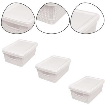 Imagem de Kit 3 Caixa Organizadora Juta 5 Lts Tampa Jaguar Cor Bege