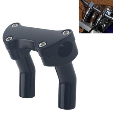 Imagem de FINMOKAL Kit de braçadeira superior de elevação de guidão preto de 10 cm de altura para guidão de 2,5 cm, compatível com Harley Dyna Wide Road Glide Softail Sportster Street Bob