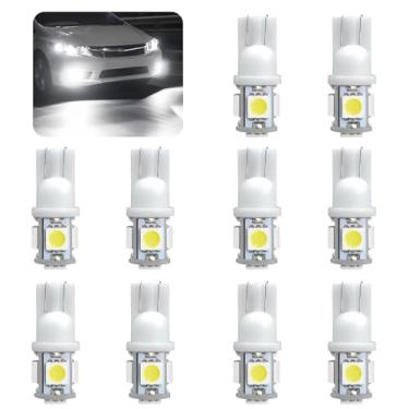 Imagem de wuyaoyao 10 peças de lâmpada LED 194, 6000K T10 168 W5W 2825 5SMD 5050 chips lâmpadas de substituição LED, 12V Wedge lâmpada LED para cúpula de carro interior mapa porta cortesia luzes de placa de