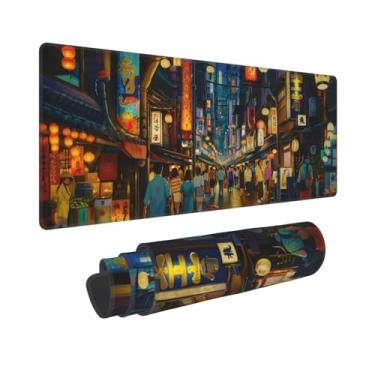 Imagem de CANFLASHION Tapete de mouse Tokyo Street, tapete de mesa de escritório 80 x 28 cm, mouse pad grande para jogos, XL estendido à prova d'água para computador com base de borracha antiderrapante, 300 x