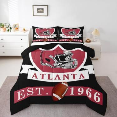 Imagem de Erosebridal Conjunto de cama king size para decoração de quarto de futebol americano de futebol americano, 3 peças, inclui 1 edredom e 2 fronhas para presentes de fãs de esportes