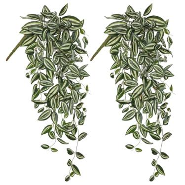 Imagem de DILATATA Plantas falsas penduradas artificiais, 187 folhas, judeu errante falso, planta com folhas penduradas para prateleira de parede, decoração interna e externa - pacote com 2