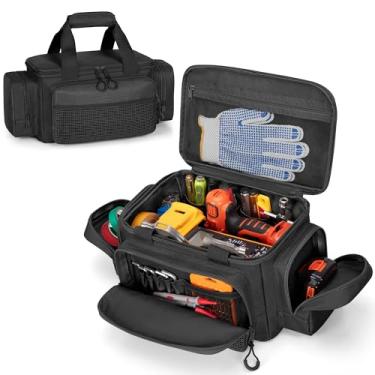 Imagem de Trahzia Bolsa de ferramentas de 30 cm para homens, bolsa tática de 20 bolsos com alça, organizador de caixa de ferramentas para jardineiro, técnico, eletricista, preto