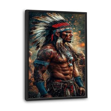 Imagem de Arte de parede de índios vintage para sala de estar tamanho grande nativos americanos decoração de parede grandes impressões em tela quadros gigantes pintura emoldurada arte moderna casa sala de