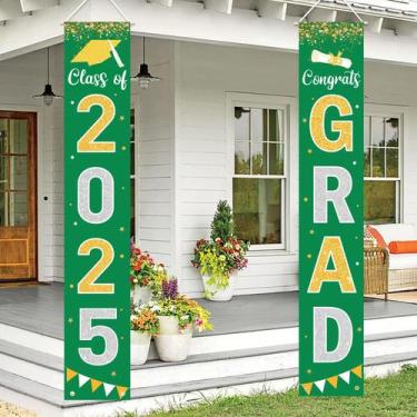 Imagem de Banner de decorações de formatura 2025 GRAD Green Class of 2025 - Labr