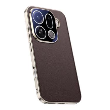 Imagem de FWYANZH Marrom, X9Pro, capa de couro para Oppo Find X9/X9pro, capa galvanizada com proteção total da câmera, fina, luxuosa, à prova de choque