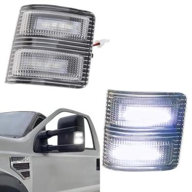 Imagem de HAHLOMEI Lente transparente LED branco espelho lateral marcador lâmpada compatível com 2008-2016 Ford F250 F350 F450 Super Duty Side Mirror LED luzes de seta, pacote com 2