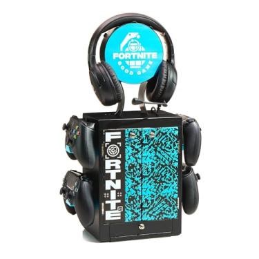 Imagem de Numskull Armário e suporte de armazenamento oficial Fortnite Good Game – comporta 10 jogos/DVDs, 4 controladores, fones de ouvido e acessórios – Organizador compacto para jogos