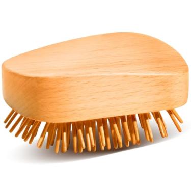 Imagem de Pente de Bambu Madeira Natural com Cuscão Ar e Design Bolsa Elástica para Grip Confortável Amortecimento Alivio Pressão Dentes Redondos Suaves Massagem Suave do Couro Cabeludo Promove a Circulação San