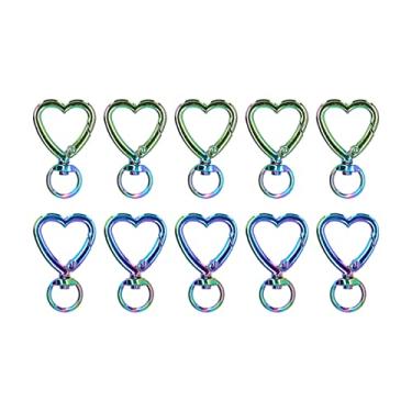 Imagem de Chaveiro em forma de coração, gancho giratório, artesanato leve, fecho de chave de mola para mulheres, bolsas, carteiras, acessórios, liga de zinco, 10 pacotes