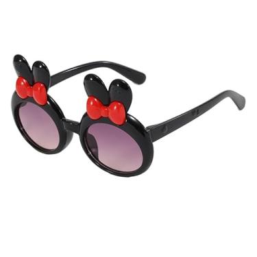 Imagem de Pacote com 1 óculos de sol redondos para crianças, jovens, armação em forma de coelho, pingentes de margarida ao ar livre para festas na praia, Preto