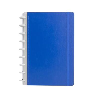Imagem de Caderno Fichário de Anotações | Capa Dura em Material Sintético (PU) | 80 Folhas Pautadas Removíveis 75g/m² | Bolso Organizador e Elástico de Segurança | 23,5x18cm (Azul)