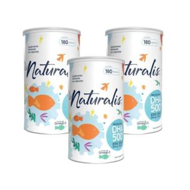 Imagem de Omega 3 DHA 500 Naturalis 180 Cáps 1500mg DHA Kit 3 Latas
