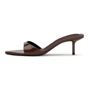 Imagem de Mattiventon Salto gatinho bico fino aberto sem cadarço salto slingback mules sandálias verão moda festa casamento formatura sapatos sociais, Marrom chocolate, 36
