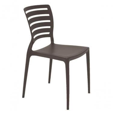 Imagem de Cadeira Tramontina Sofia Em Fibra De Vidro Marrom Com Encosto Horizontal