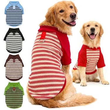 Imagem de Suéter para cães leve e elástico camiseta de lã listrada para animais de estimação roupas de gatos macio para cães pequenos, médios e grandes (vermelho, 4GG)