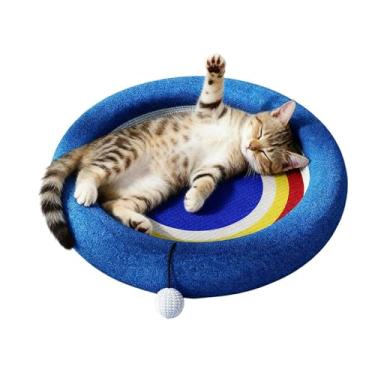 Imagem de Tapete Arranhador para Gatos,Cama Oval com Bola - Tapete Arranhador para Gatinhos de Móveis,Para Gatos Médios E Grandes Sala De Estar Quarto Casa Viagem Interior Exterior