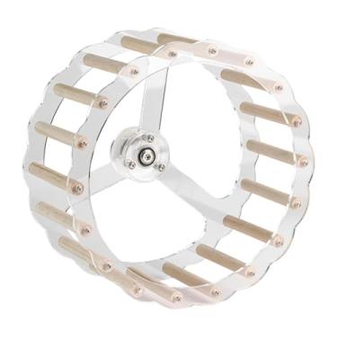 Imagem de Fxzqgnh Brinquedo Inteligente para Papagaios, Roda Silenciosa, Acrílico, Multifuncional, para Calopsitas E Periquitos, Pau de Madeira, 24 Cm de Diâmetro