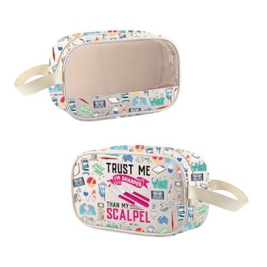 Imagem de MEIKIUP Bolsa de maquiagem transparente para cirurgião, presente de estudante de medicina, presente cirúrgico Trust Me I'm Sharper Than My Scalpel, Bisturi CMB
