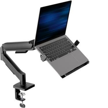 Imagem de VIVO Suporte universal ajustável para laptop de 10 a 15,6 polegadas para mesa, suporte VESA para notebook com braço de tensão única com opções de grampo C e ilhós, preto, STAND-V001O-L