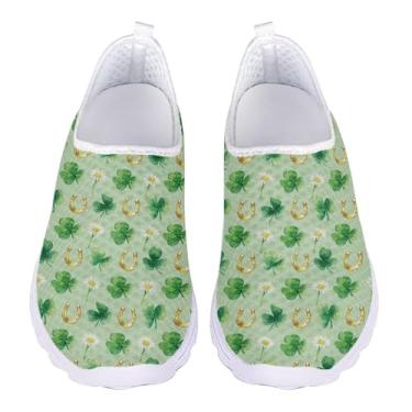 Imagem de Bigcardesigns Mocassim feminino de malha respirável para caminhada, Dia de São Patrício Verde, 36
