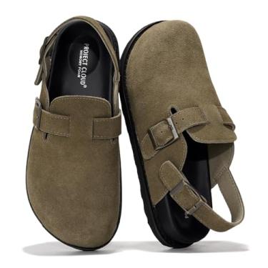 Imagem de Project Cloud Tamancos femininos 100% de couro genuíno – Mules e tamancos femininos com tira traseira com palmilha de espuma viscoelástica – Mules femininos leves e modernos – Sapatos confortáveis sem