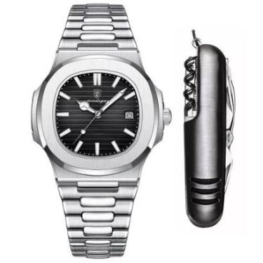 Imagem de Relógio Masculino Old Money Aço Inox Poedagar + Acessório-Masculino