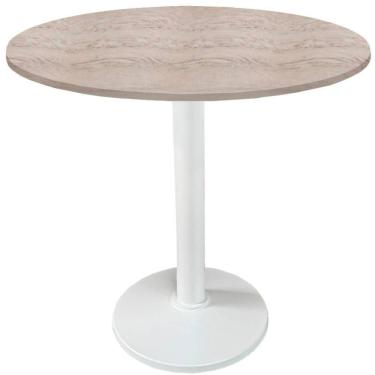 Imagem de Mesa Zeta Ferro Branco 75 Cm (alt) Disco Redondo Tampo Mdp Redondo 70 Cm Larg X 2,5 Cm Alt Castanheira