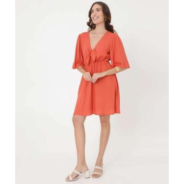 Imagem de Vestido Feminino Curto Manga 3/4 Marisa-83037, Laranja, M