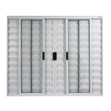 Imagem de Janela Veneziana 6 Folhas Central sem Grade Vidro Liso 100x100cm Ecosul Esquadrisul