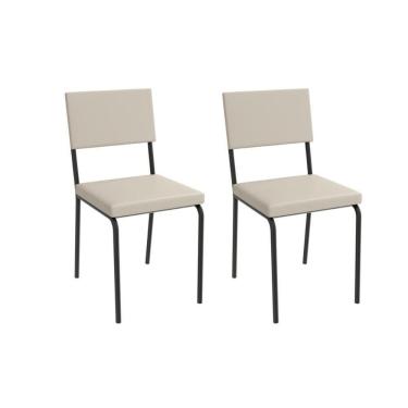 Imagem de Cadeira De Cozinha Zaria 2c128prf Aço Kit 2 Un Preto-ano Bege - Kappesberg