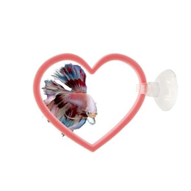 Imagem de CTWPets Anel de natação com coração para peixes Betta, brinquedo de exercício interativo para aquários, anel betta, pacote com 2, rosa