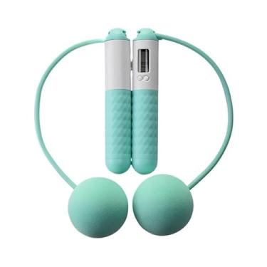 Imagem de Corda De Pular Sem Fio Com Contador Digital(verde/Branco Bolas 65MM)