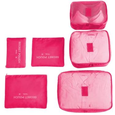 Imagem de 6pcs Cubos de Embalagem Sacolas Bagagem Organizador Conjunto Organizadores Viagem com Sacola Toalharia