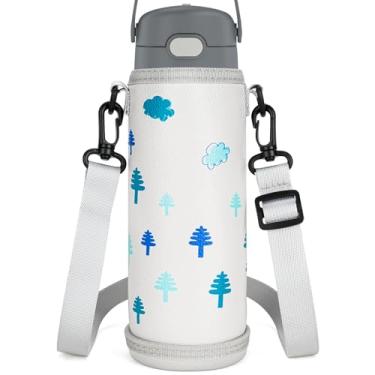Imagem de Linkidea Suporte fino para garrafa de água com alça compatível com Thermos FUNTAINER Steel 473 ml, Ion8 Sport OneTouch 2.0 500 ml, bolsa tiracolo para garrafa de água de base rígida mantém a garrafa