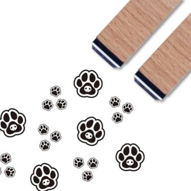 Imagem de ANATTASOUL 2 carimbos de madeira de borracha estrelas, carimbos de tinta para artesanato, 6 x 1,5 cm, lindos carimbos de madeira pequenos para materiais de scrapbook, cartas, álbuns, decoração de