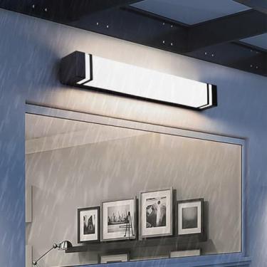 Imagem de GZZBMY LED Exterior apliques de parede metal alumínio IP65 impermeável candeeiros de parede modernos longa interior / exterior iluminação para escadas corredores, varanda jardim (luz neutra preta, 60