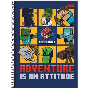 Imagem de Caderno Universitário 10 Matérias Espiral Capa Dura 160 Folhas Minecraft Capa A Foroni