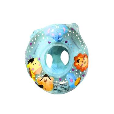 Imagem de Boia de Piscina Infantil Redonda c/Fralda de Apoio - Tema Bichinhos Divertidos para Bebês a Partir de 6 Meses - Segurança sempre com Supervisão e Conforto na Água (AZUL)