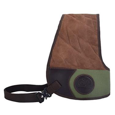 Imagem de Tas Trost Colete de proteção de couro para rifle de espingarda, almofada de recuo de tiro, colete de ombro com alças ajustáveis (mão esquerda verde)