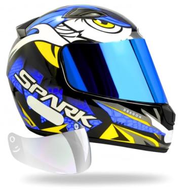 Imagem de Capacete Masculino Ebf Dragon Azul C/Viseira Iridium Extra (56)