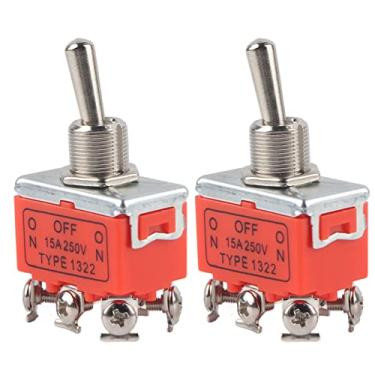 Imagem de Akozon 2 Peças Interruptor de Alternância de Motor Dc de 6 Pinos, Controle Cw Ccw 250v 15a, Interruptor Liga/desliga do Motor Escovado Retardador de Chama para Persianas, Cortinas e Hastes de Pressão