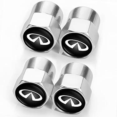 Imagem de Tampa da haste da válvula de pneu para Infiniti Q50 FX35 FX37 F50 QX70 QX60 EX35 Vedação de anel de vedação de pneu resistente à corrosão tampas de válvula, pacote com 4