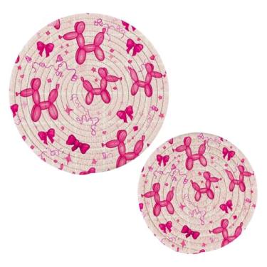 Imagem de Wassud Trivet para cães de balão para pratos quentes, suportes redondos de algodão, almofadas quentes, porta-copos elegantes, decoração de cozinha e acessórios, 2 peças