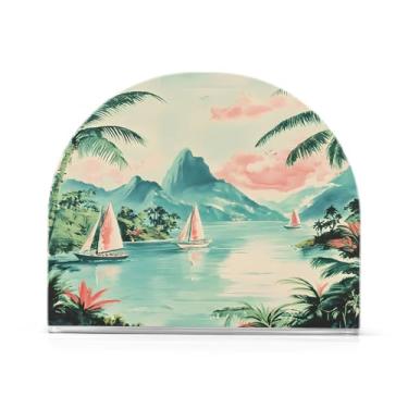 Imagem de Wassud Ilha com porta-guardanapos de acrílico para veleiros, dispensador de guardanapo de papel moderno em forma de U para mesa, cozinha, sala de jantar, bancada 1 peça (comporta 50-60 guardanapos)