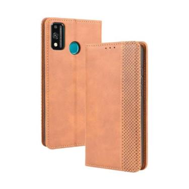 Imagem de Capa flip de couro para HUAWEI Honor 9X Lite,Flip magnético retro,Caso de telefone de couro PU,Design de carteira com 3 slots de cartão e 1 clipe de dinheiro -Brown