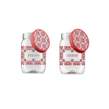 Imagem de Kit com 2 Potes em Plástico Arroz, Feijão 1,7L Cada