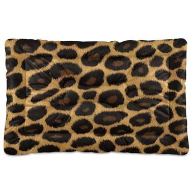 Imagem de CEBUGI Cama para cachorro de 61 x 45 cm, lavável, respirável, tapete para animais de estimação com fundo antiderrapante com estampa de pele de leopardo para cães pequenos e médios